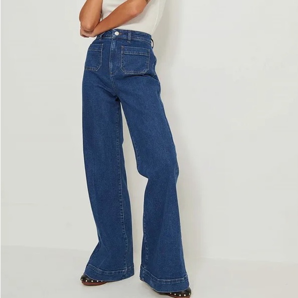 NA-KD Organic 70´s Front Pocket Wide Leg Jeans EU34